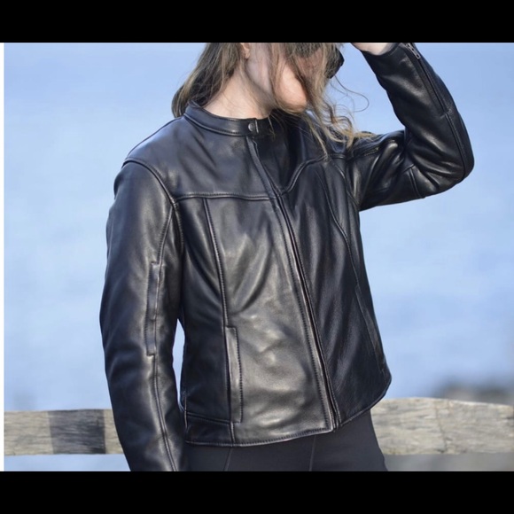 Fox Creek Leather Motorcycle Moto Biker Jacket - Picture 5 of 11